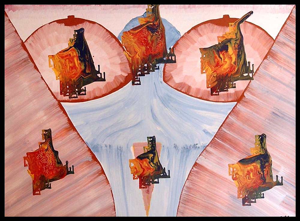 Abstrakt: "De 6 vaskekoner"- Kunst af Jesper Schytt